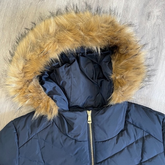 Cole Haan Puffer Down Faux Fur Trim Hooded Coat - Picture 4 of 11